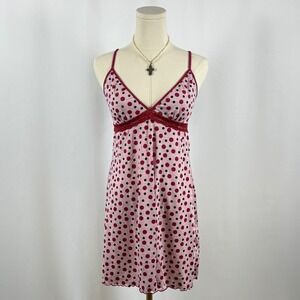 Eyeshadow Sleepwear Pink Polka Dot Slip Dress Nightgown Lace Trim Small